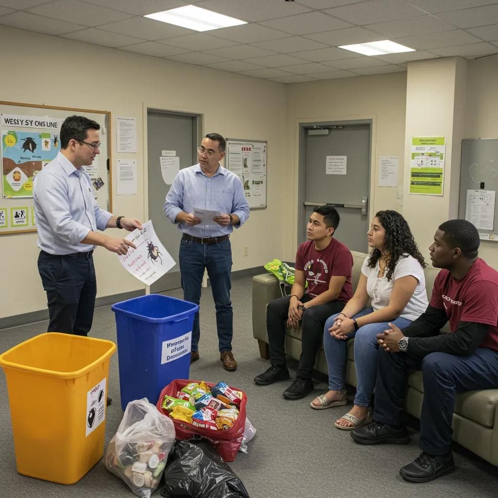 Landlord educating tenants on pest prevention strategies
