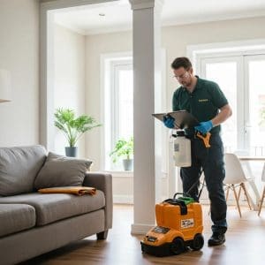 Professional pest control technician inspecting a home in Maidenhead, showcasing eco-friendly pest management solutions